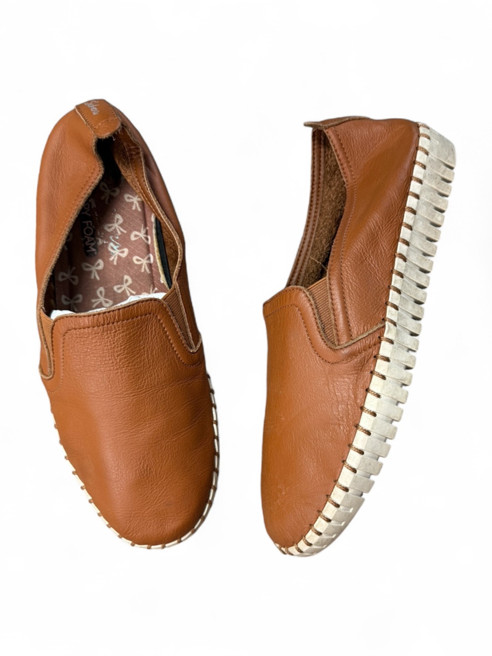 Skechers Camel Slip-On Leather-Espadrille Shoes - Picture 3 of 8
